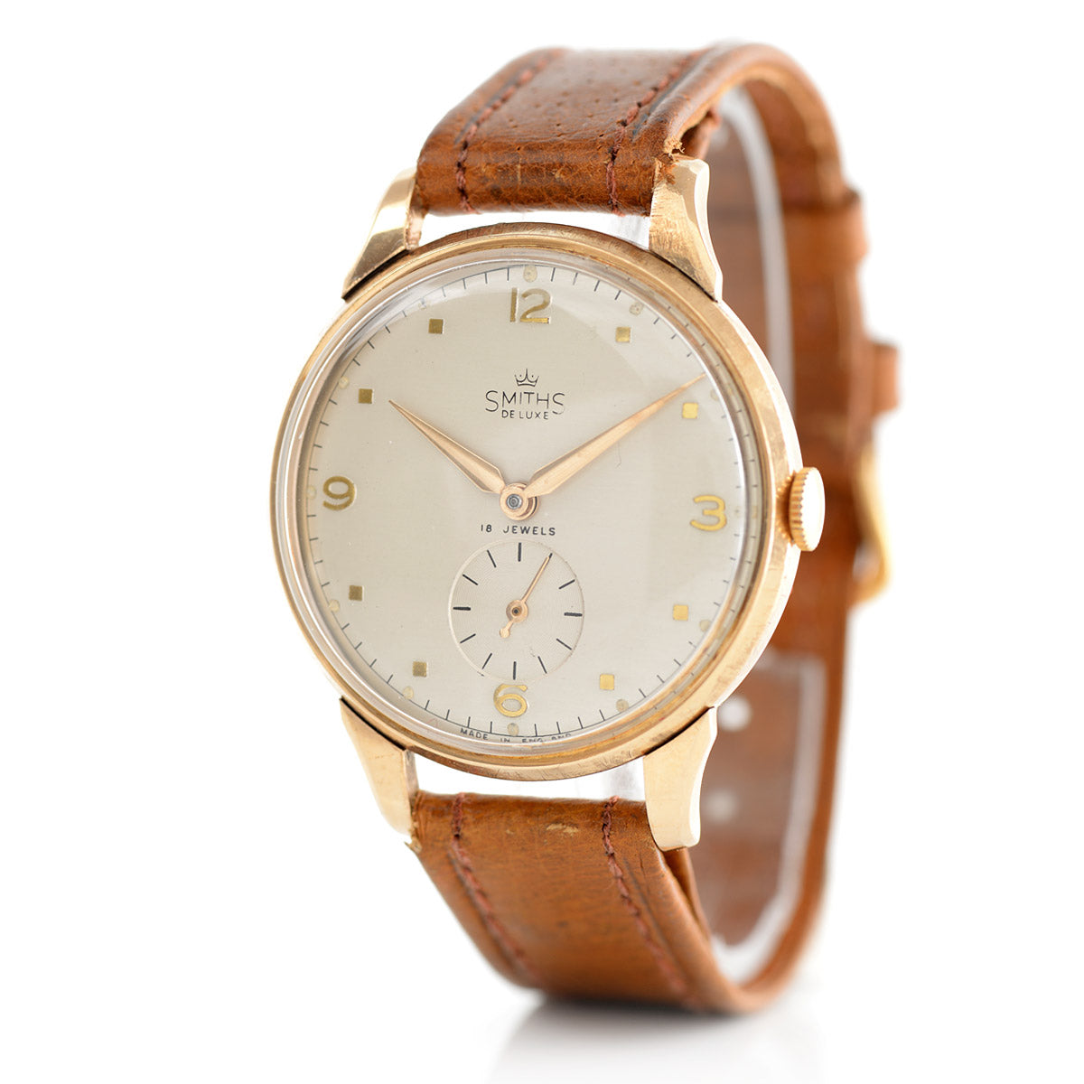 Smiths 1953 oversized orologio da polso oro 9ct 35mm 18 rubini