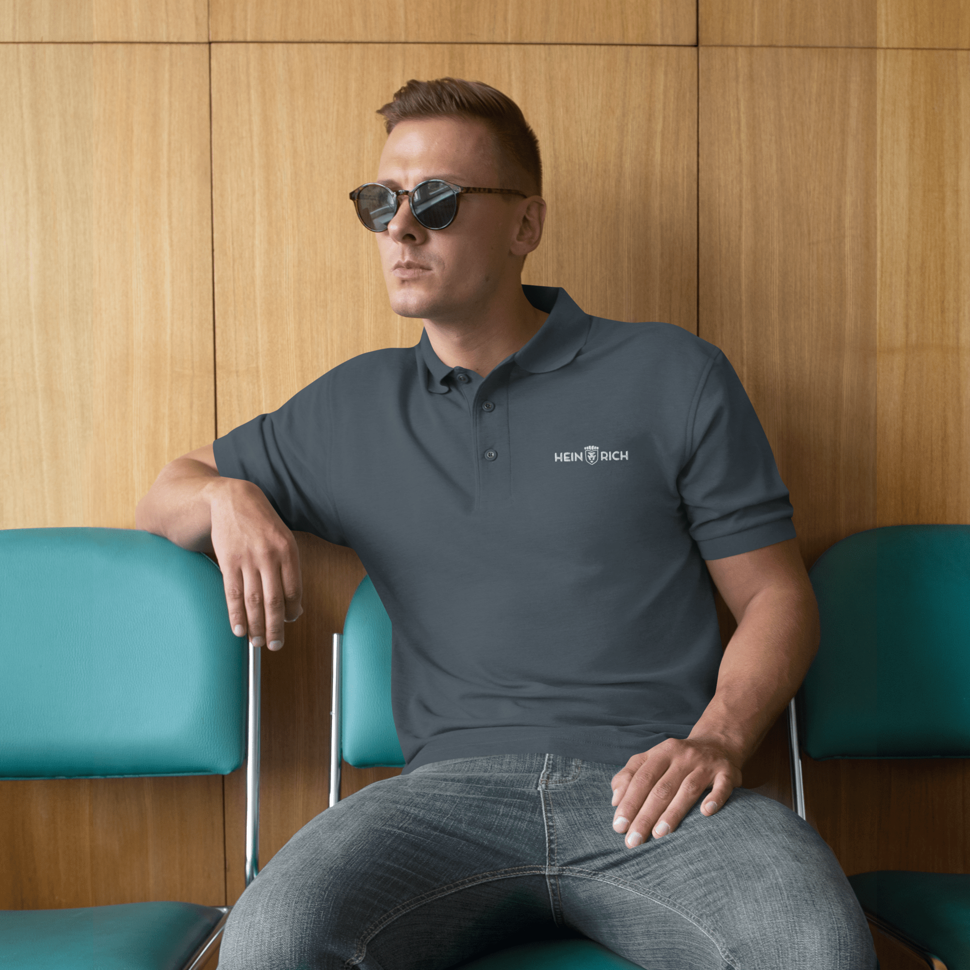 Heinrich Clothing polo uomo ricamata nera in cotone