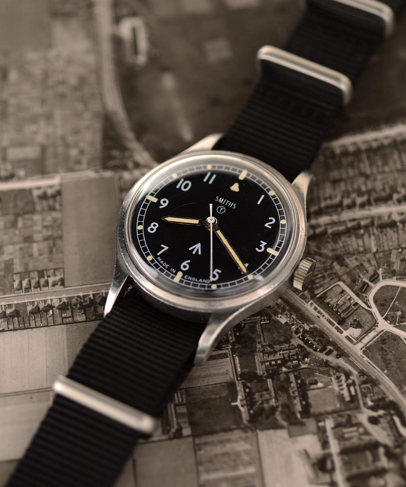 Smiths Vintage W10 1968 orologio militare acciaio nero