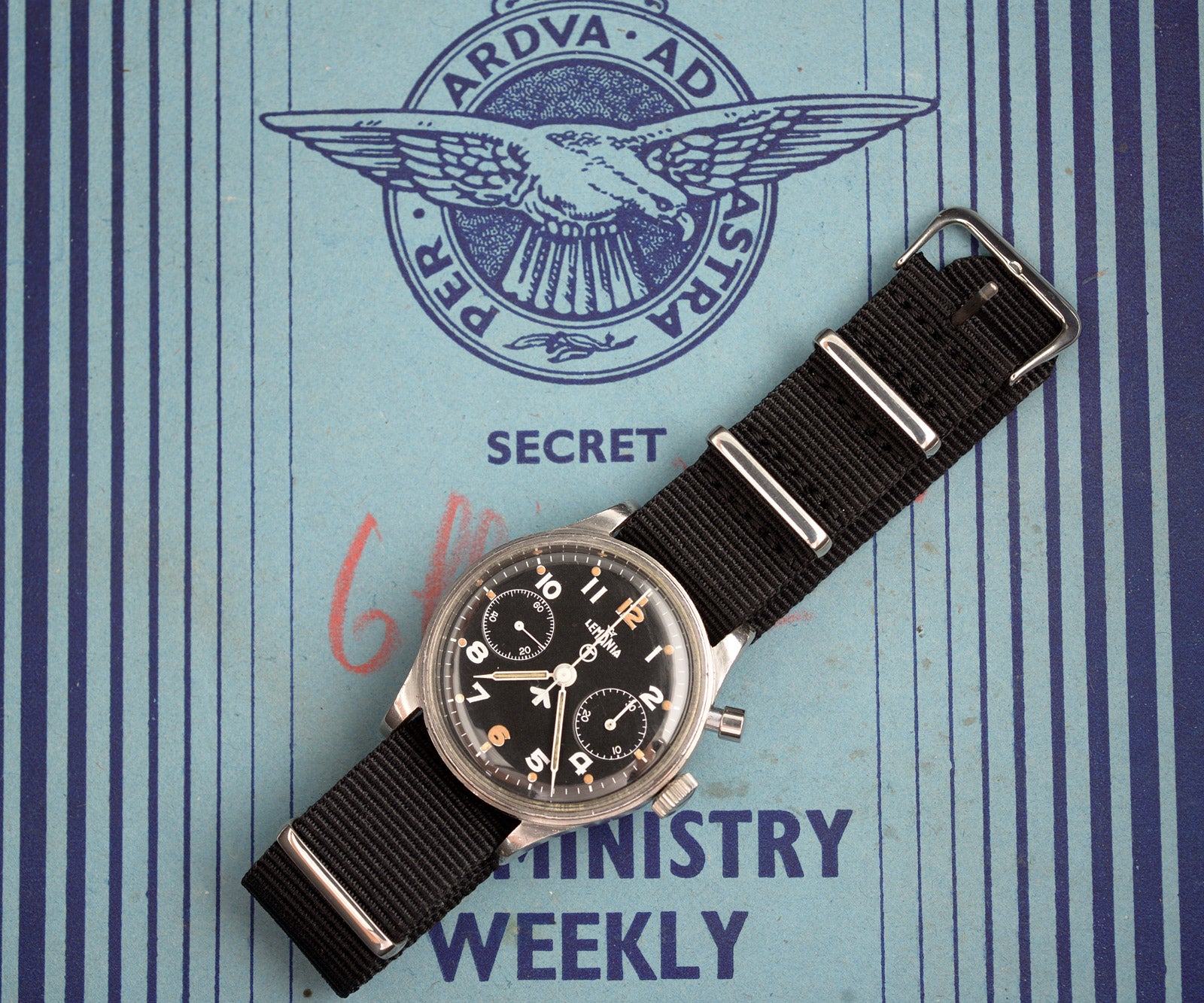 Lemania cronografo militare monopulsante orologio acciaio