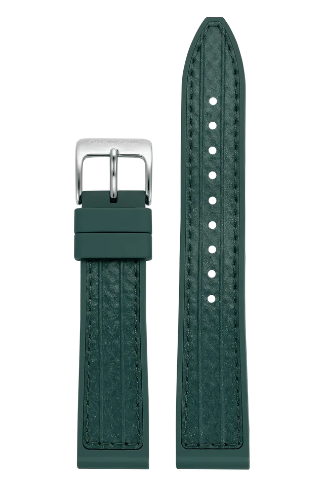 William Wood Straps cinturino Racing Green fibbia argento 20mm