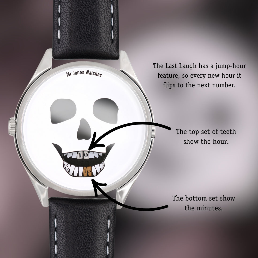 Mr Jones The Last Laugh orologio jump hour 37mm teschio