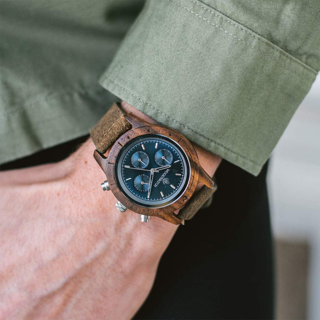 WoodWatch Classic Silver Khaki cronografo legno 42 mm