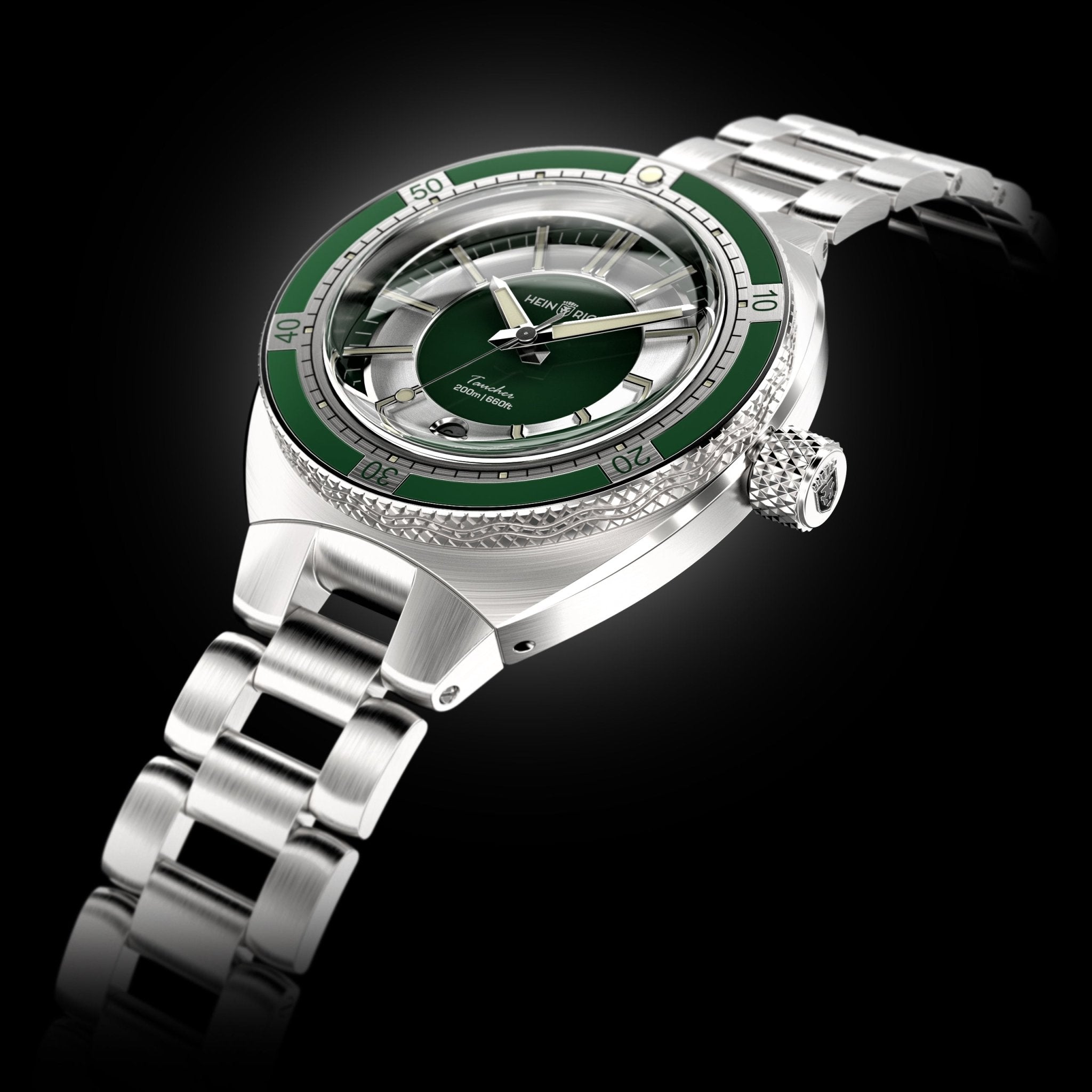 Heinrich Taucher 2 orologio automatico verde con data 41mm