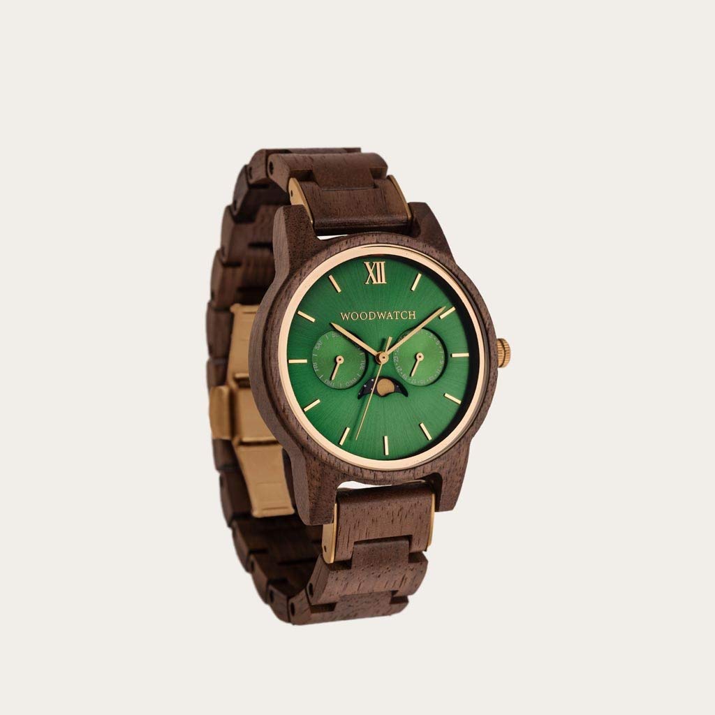 WoodWatch Classic Hunter orologio uomo legno noce verde