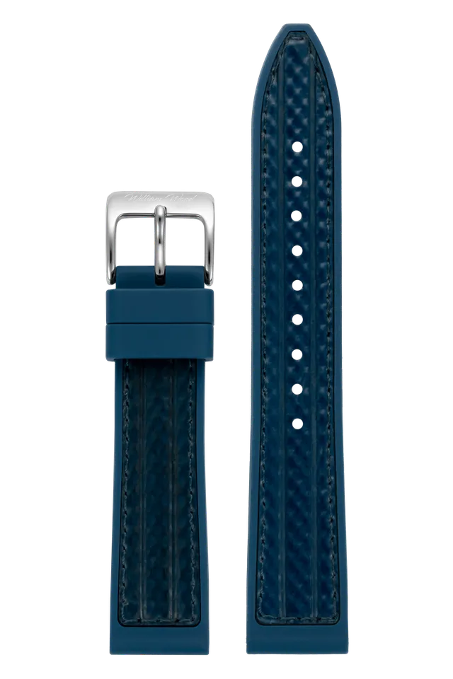 William Wood Straps Cinturino Blu Silicone 20mm Fibbia Argento