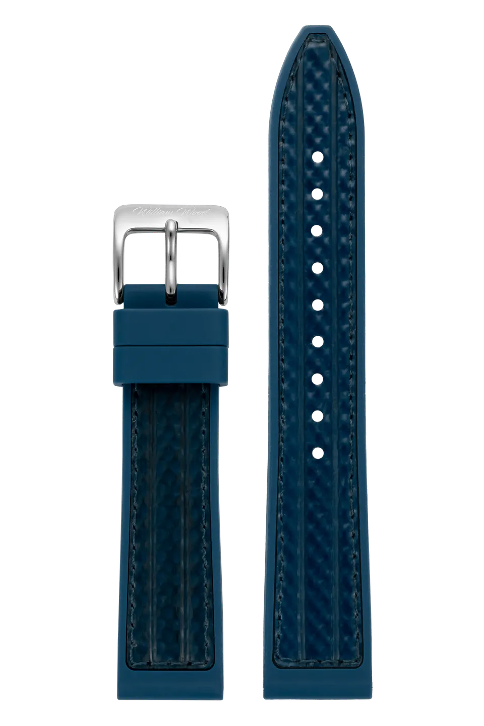 William Wood Straps Cinturino Blu Silicone 20mm Fibbia Argento