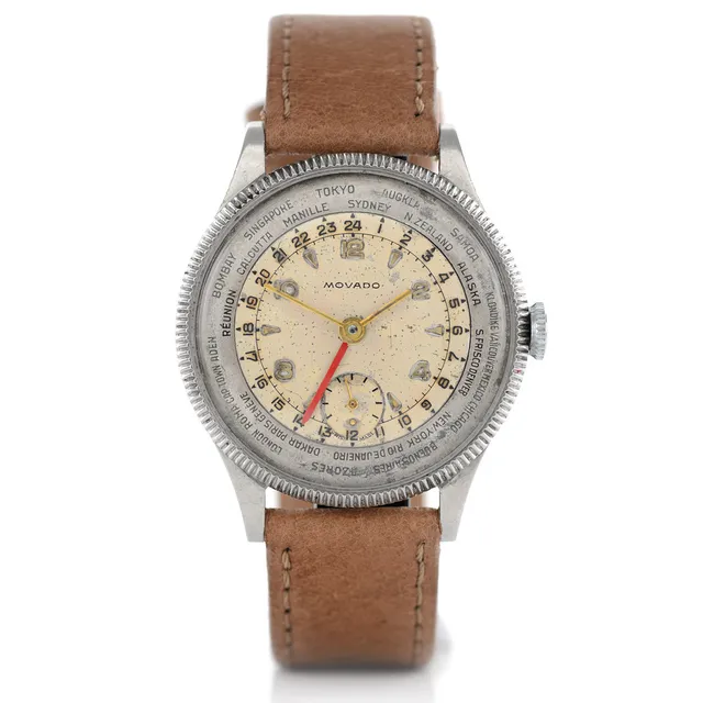 Movado Polygraph orologio world time 36mm acciaio