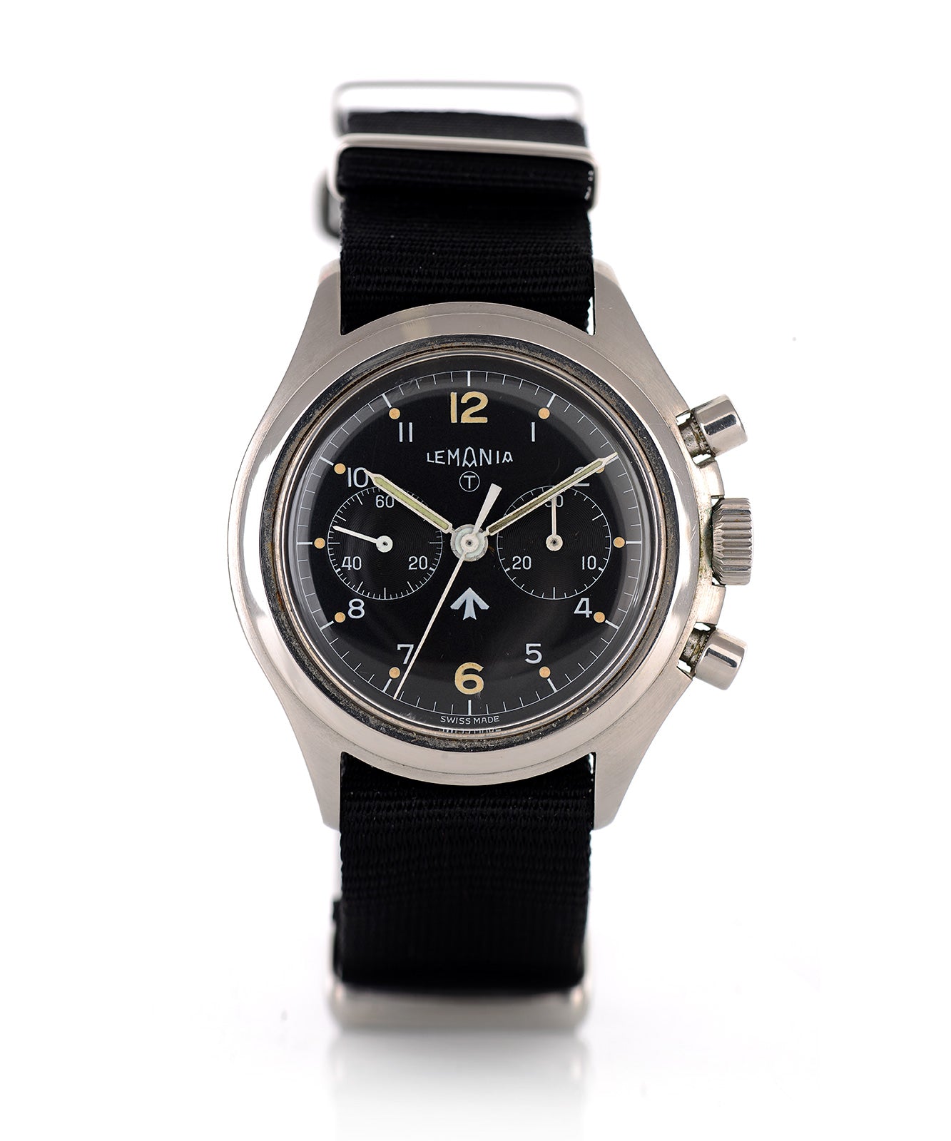 Lemania 818 1975 cronografo militare acciaio 40mm