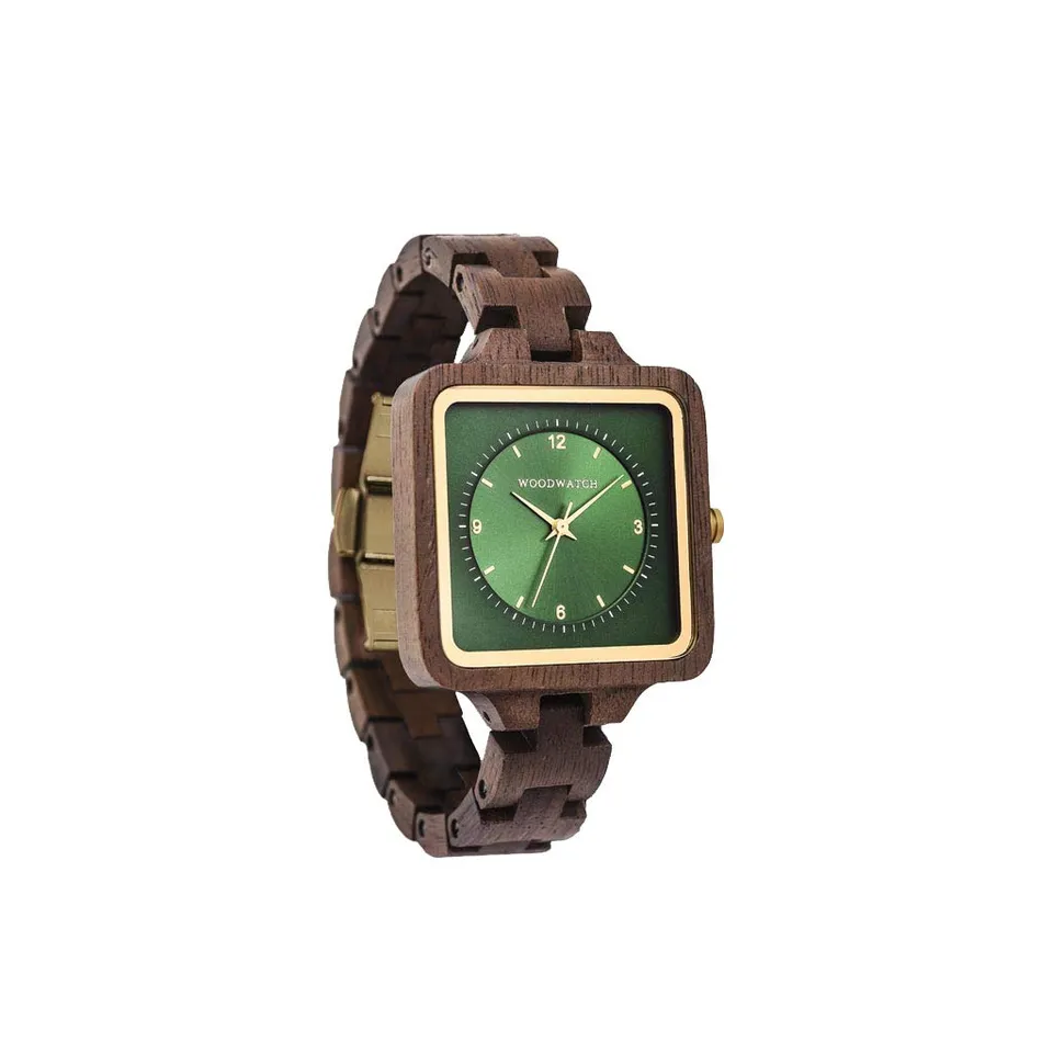 WoodWatch Classic Emerald Hill orologio legno quadrante verde