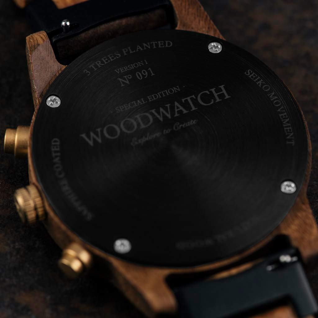 WoodWatch Chronus Engraved orologio cronografo legno noce