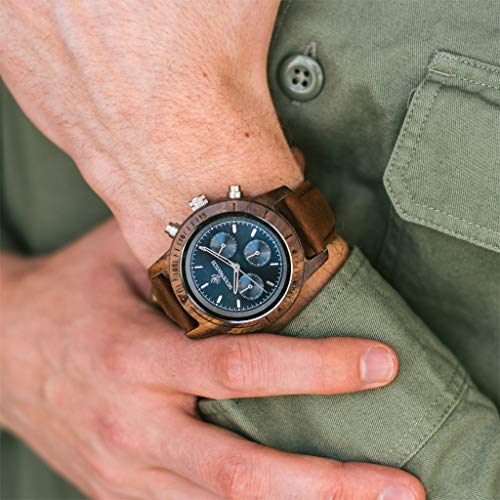 WoodWatch Classic Sapphire Silver Pecan orologio uomo legno