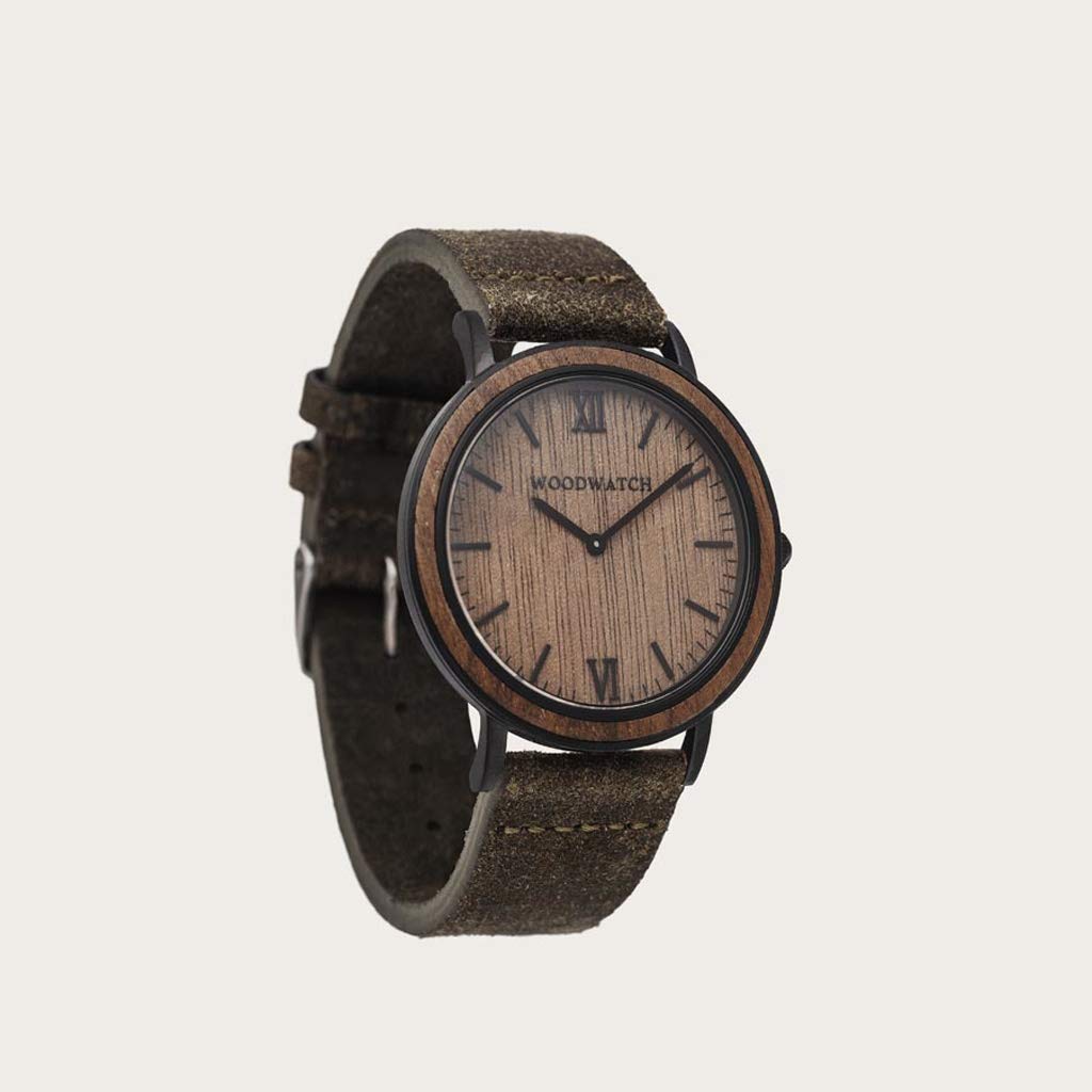 WoodWatch Classic Brown Walnut Khaki orologio legno 40 mm
