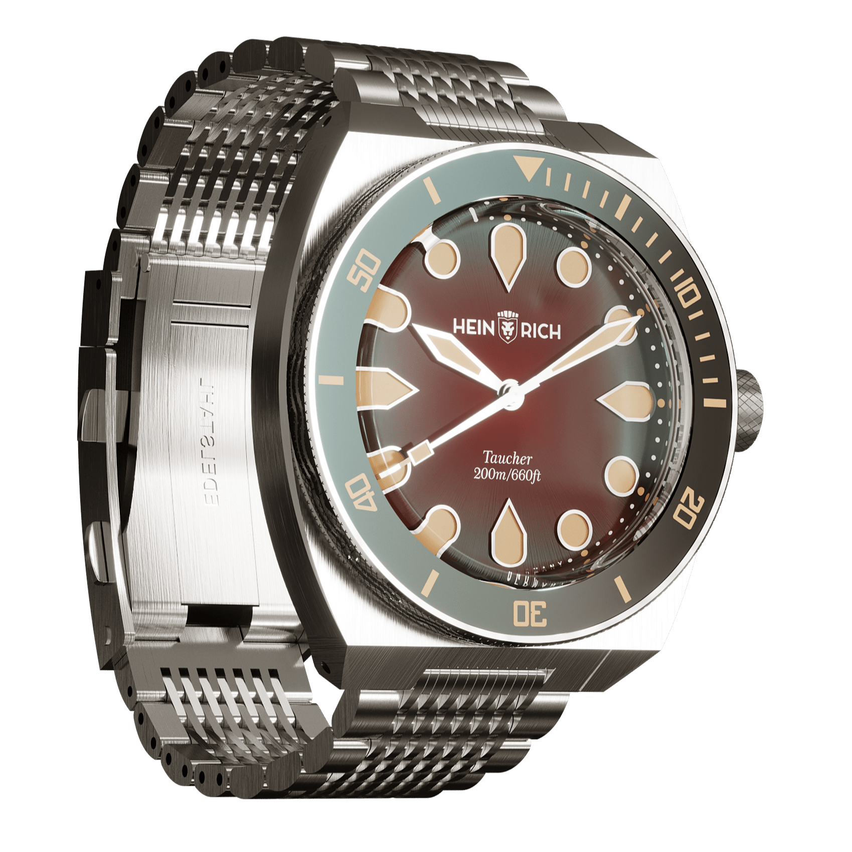 Heinrich Taucher orologio rosso lume arancione automatico