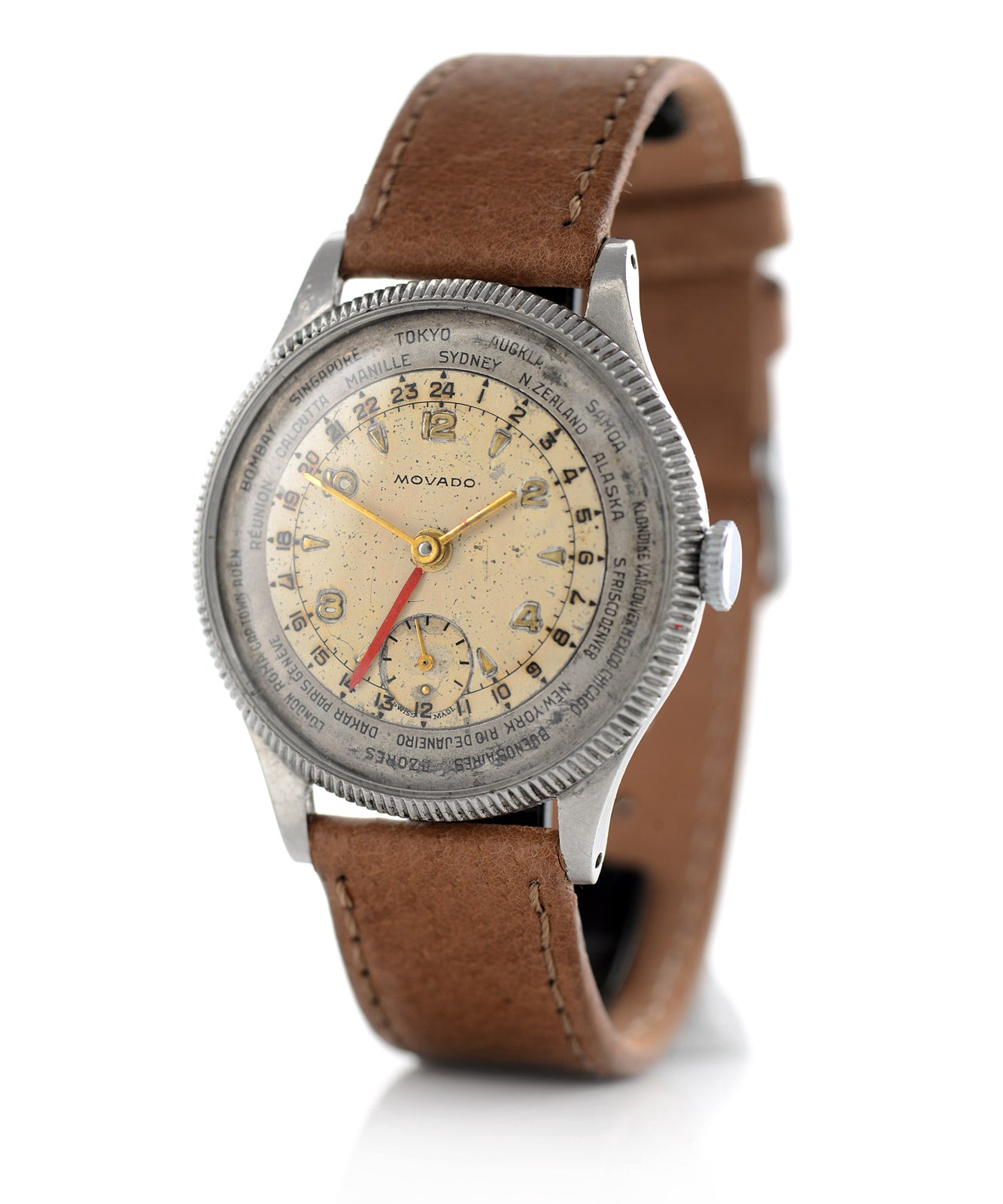 Movado Polygraph orologio world time 36mm acciaio