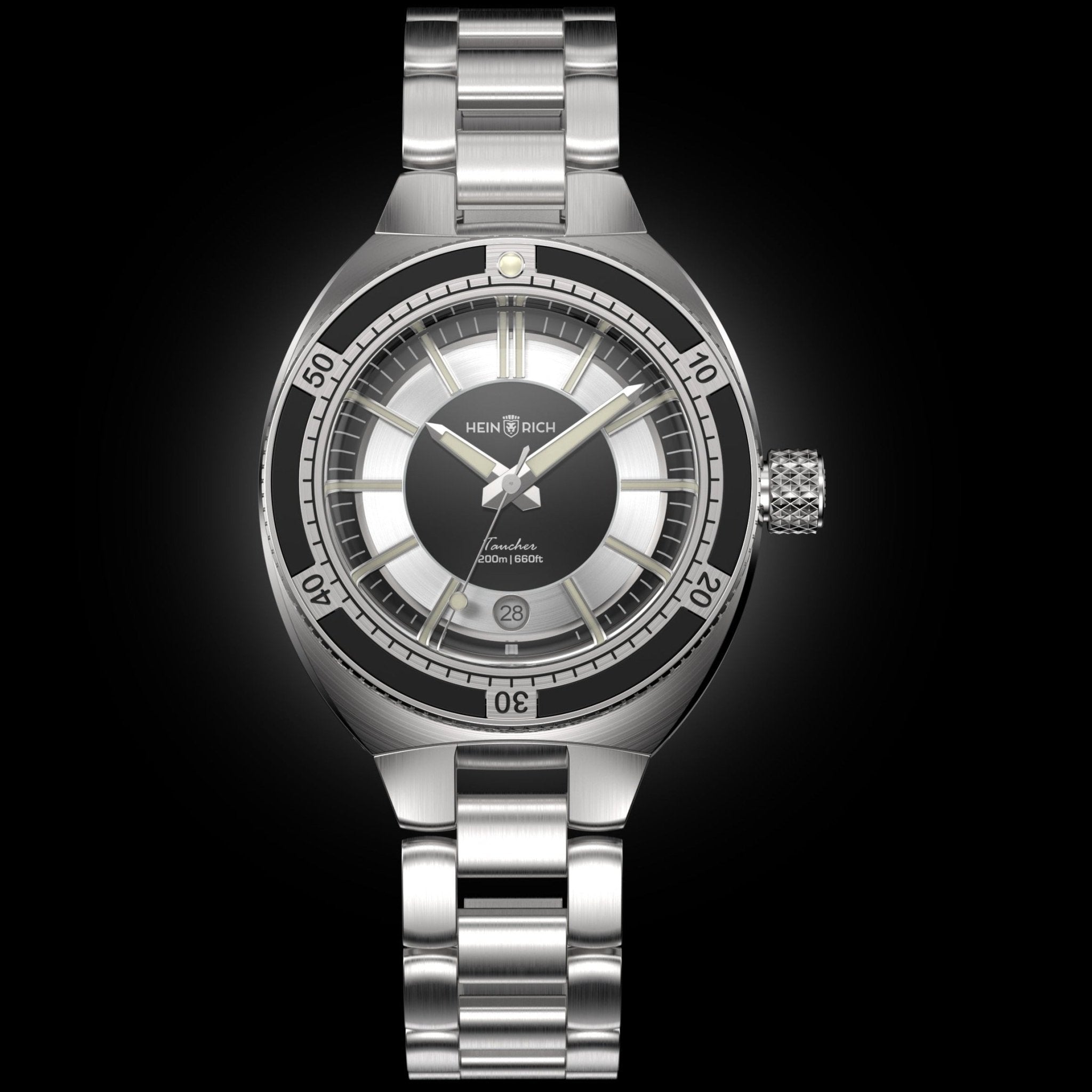 Heinrich Taucher 2 orologio automatico nero con data