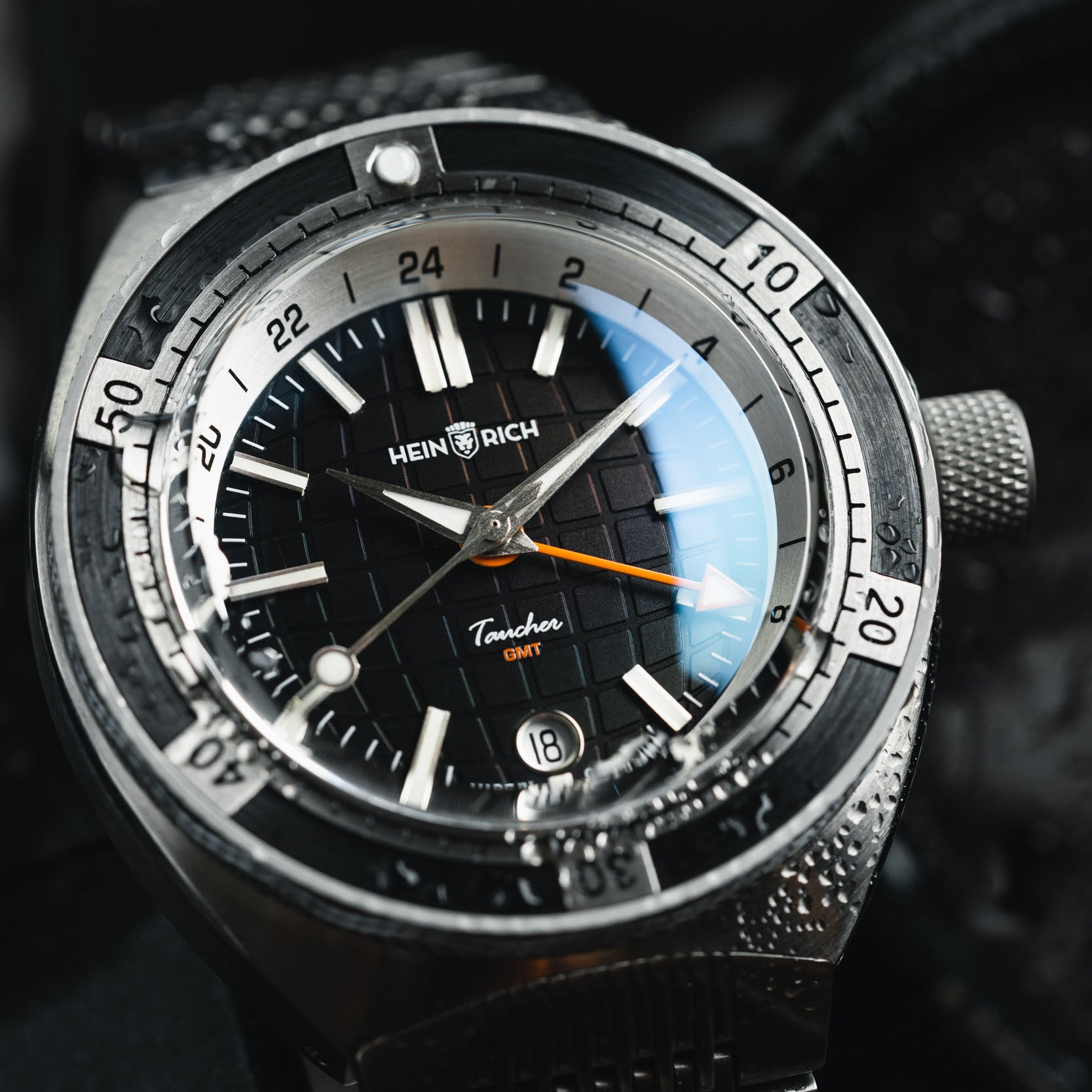 Heinrich Taucher 2 orologio GMT 41mm blu 200m