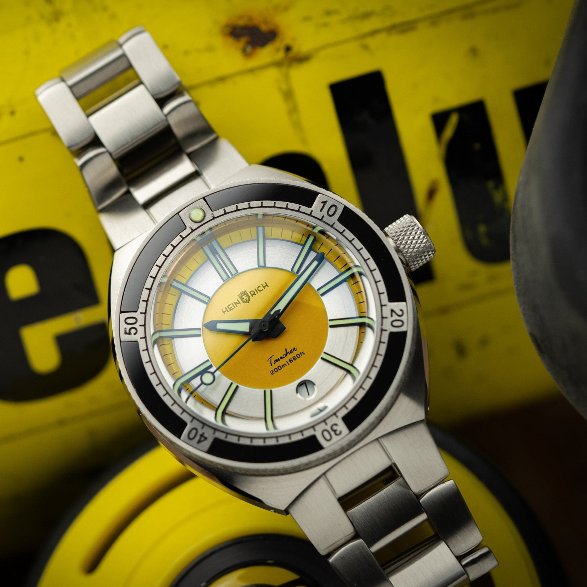 Heinrich Taucher 2 orologio giallo con data automatico