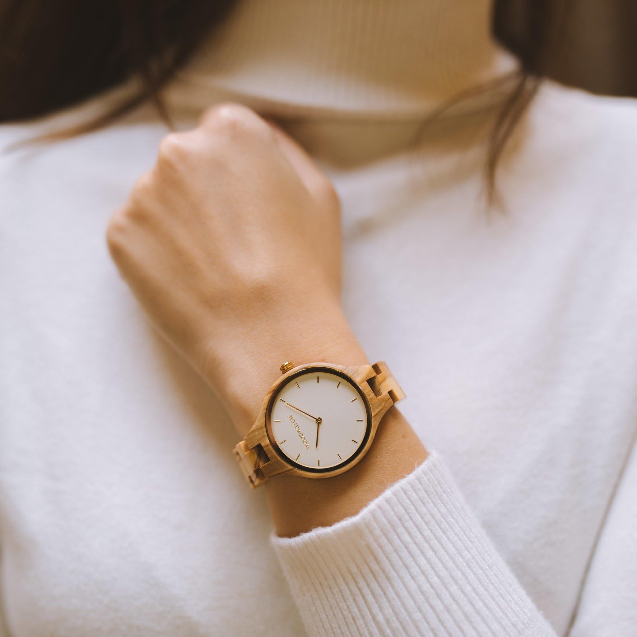 Woodwatch Nordic Sun orologio legno ulivo acciaio minimal