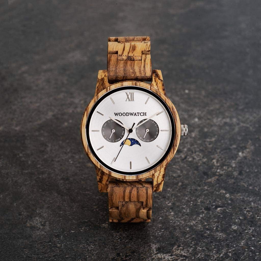 WoodWatch Classic Camo orologio legno zebrano argento