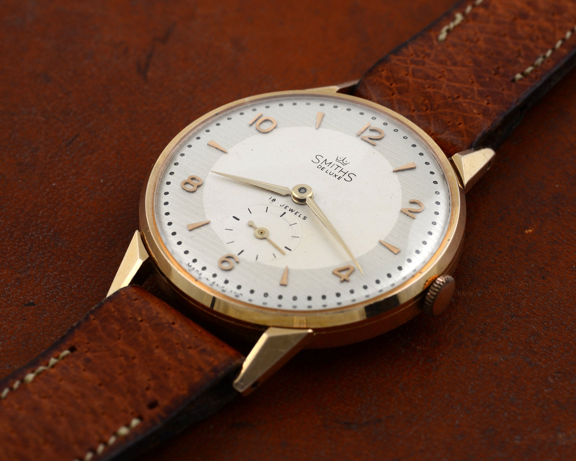 Smiths Oversize 18 Carati 1955 orologio oro 35mm