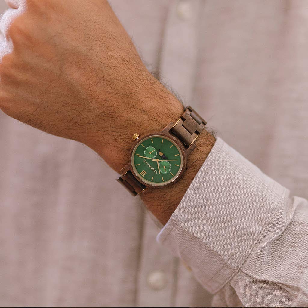 WoodWatch Classic Hunter orologio uomo legno noce verde