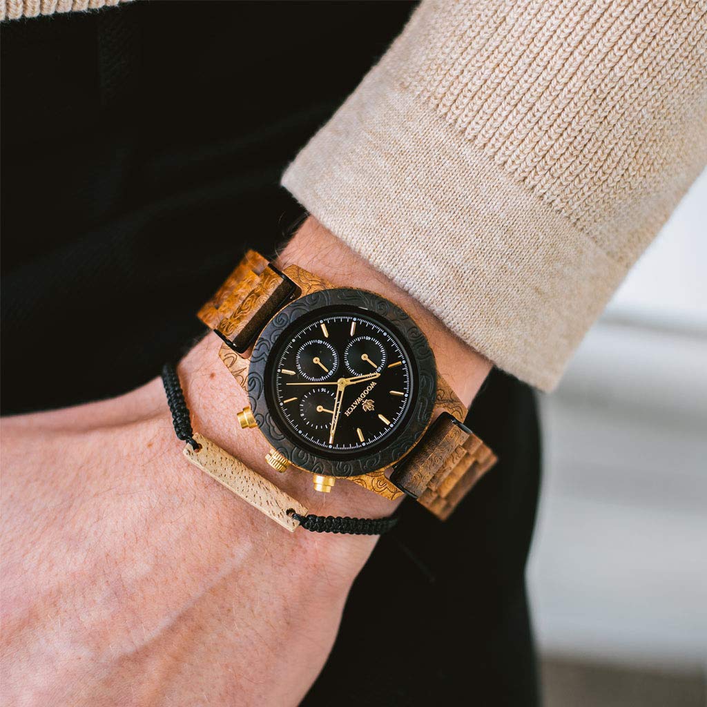 WoodWatch Chronus Engraved orologio cronografo legno noce