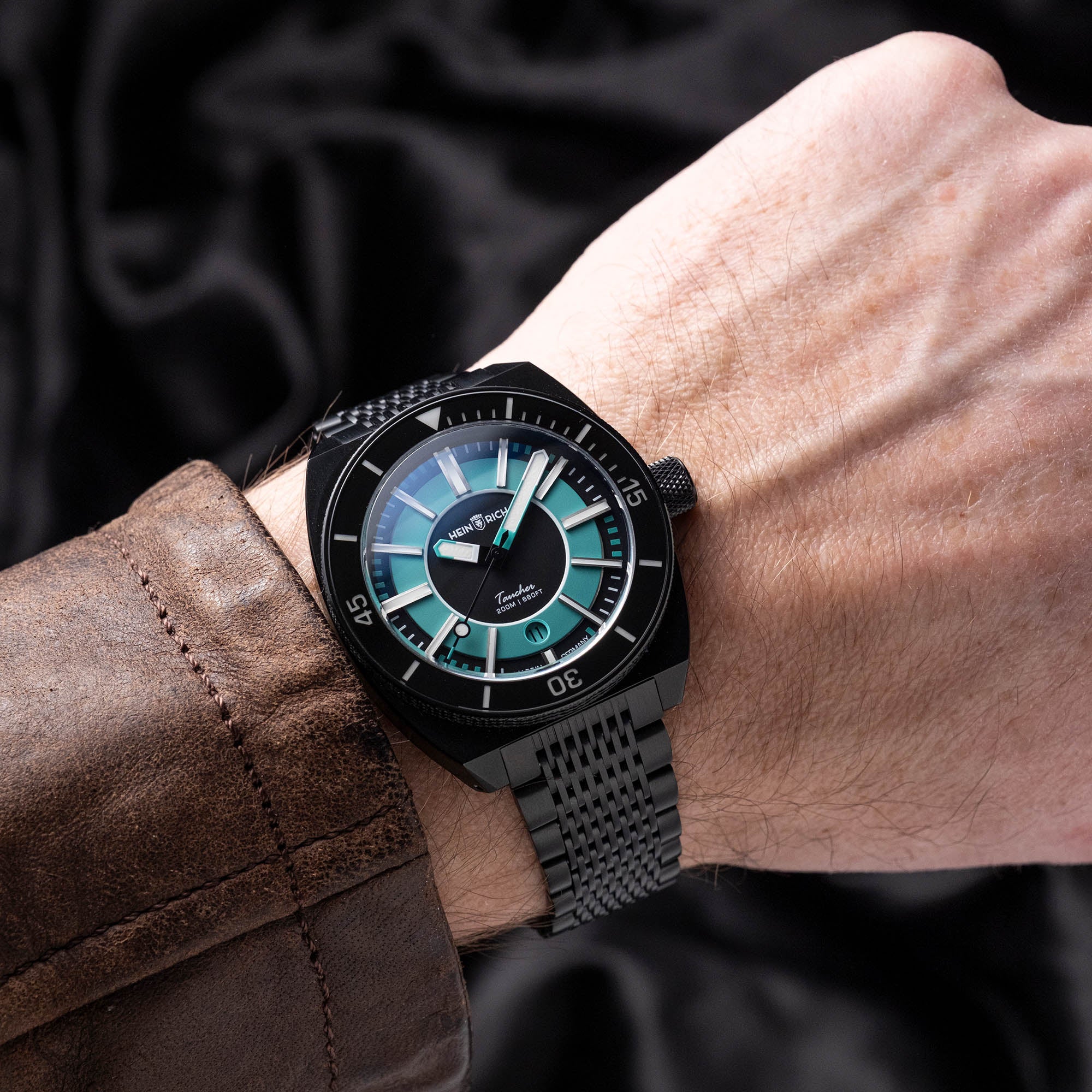 Heinrich Taucher Sport orologio turchese acciaio bracciale