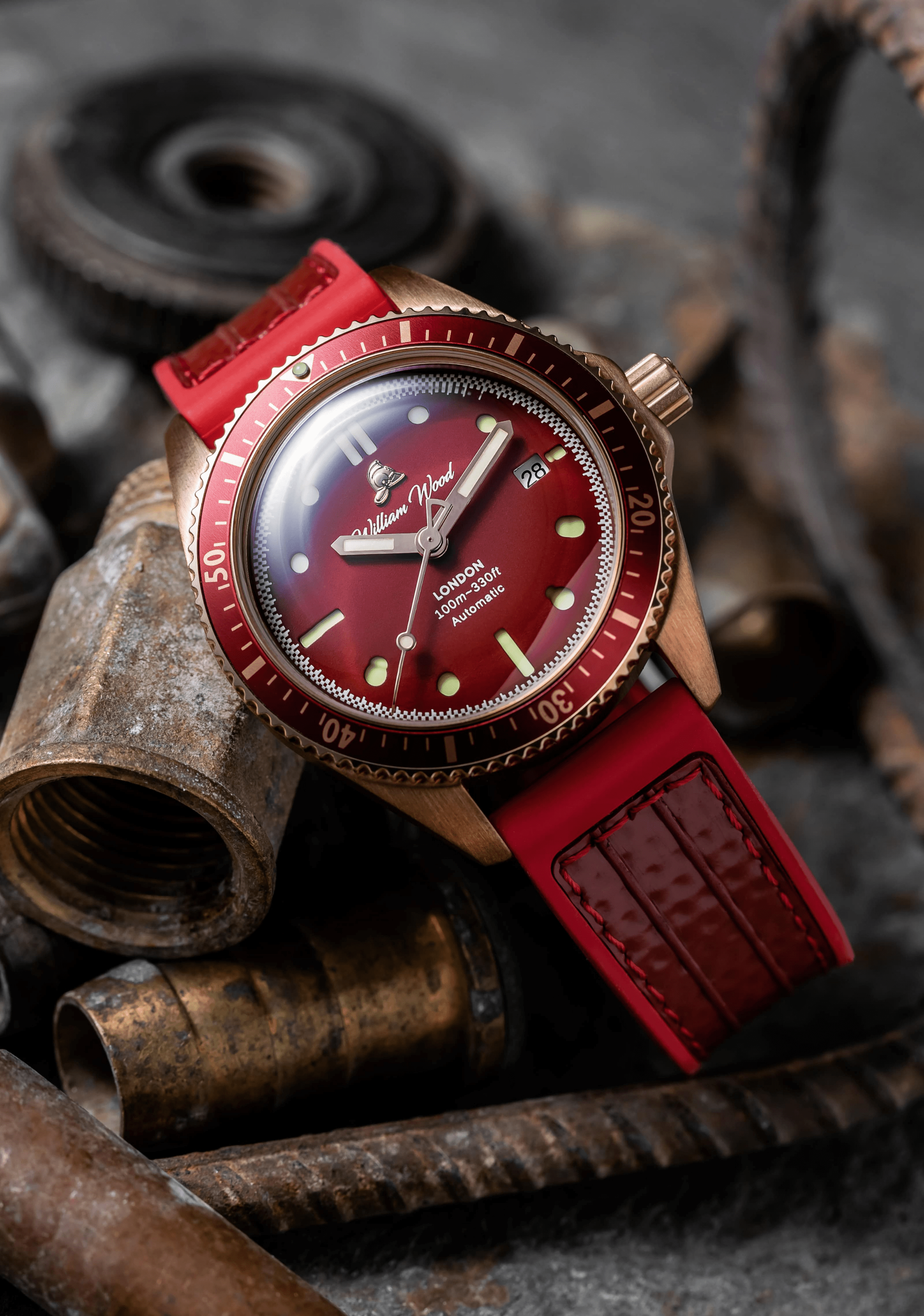 William Wood Bronze Ruby orologio 41mm bronzo Red Fire Hose
