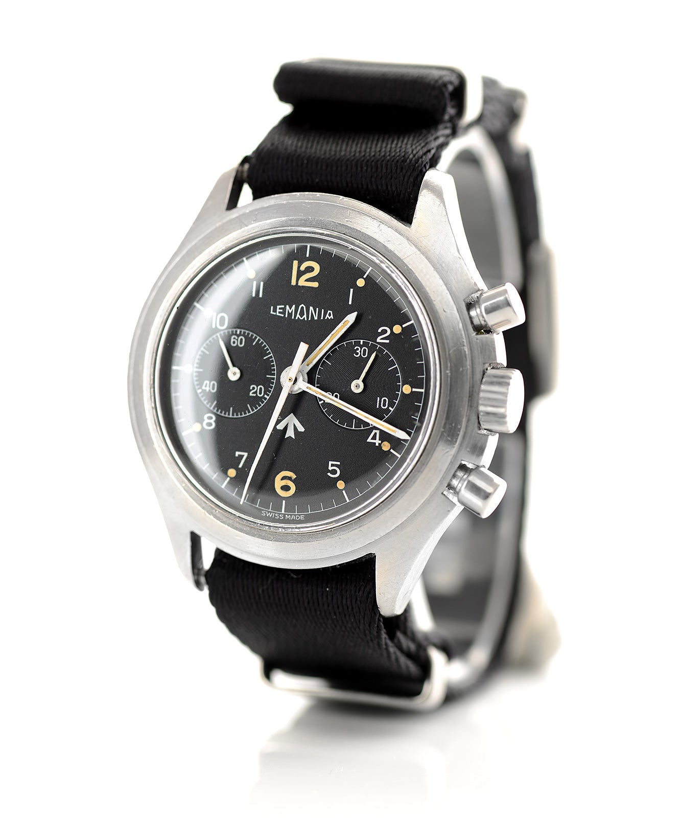 Lemania 818 Cronografo orologio militare 1975 due pulsanti