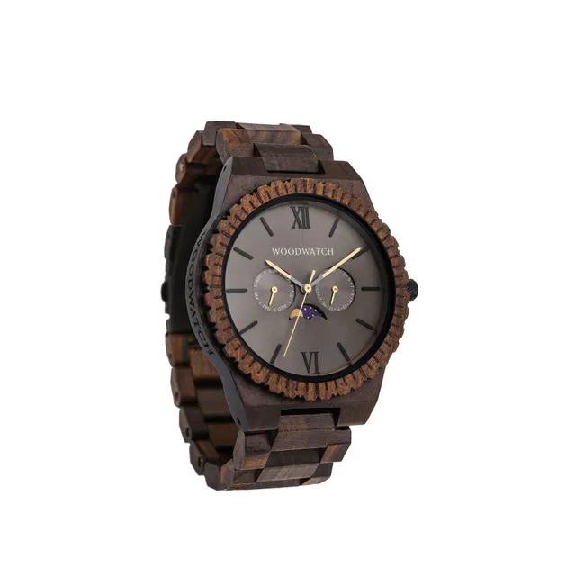 WoodWatch Classic Lunar Eclipse orologio legno nero quarzo