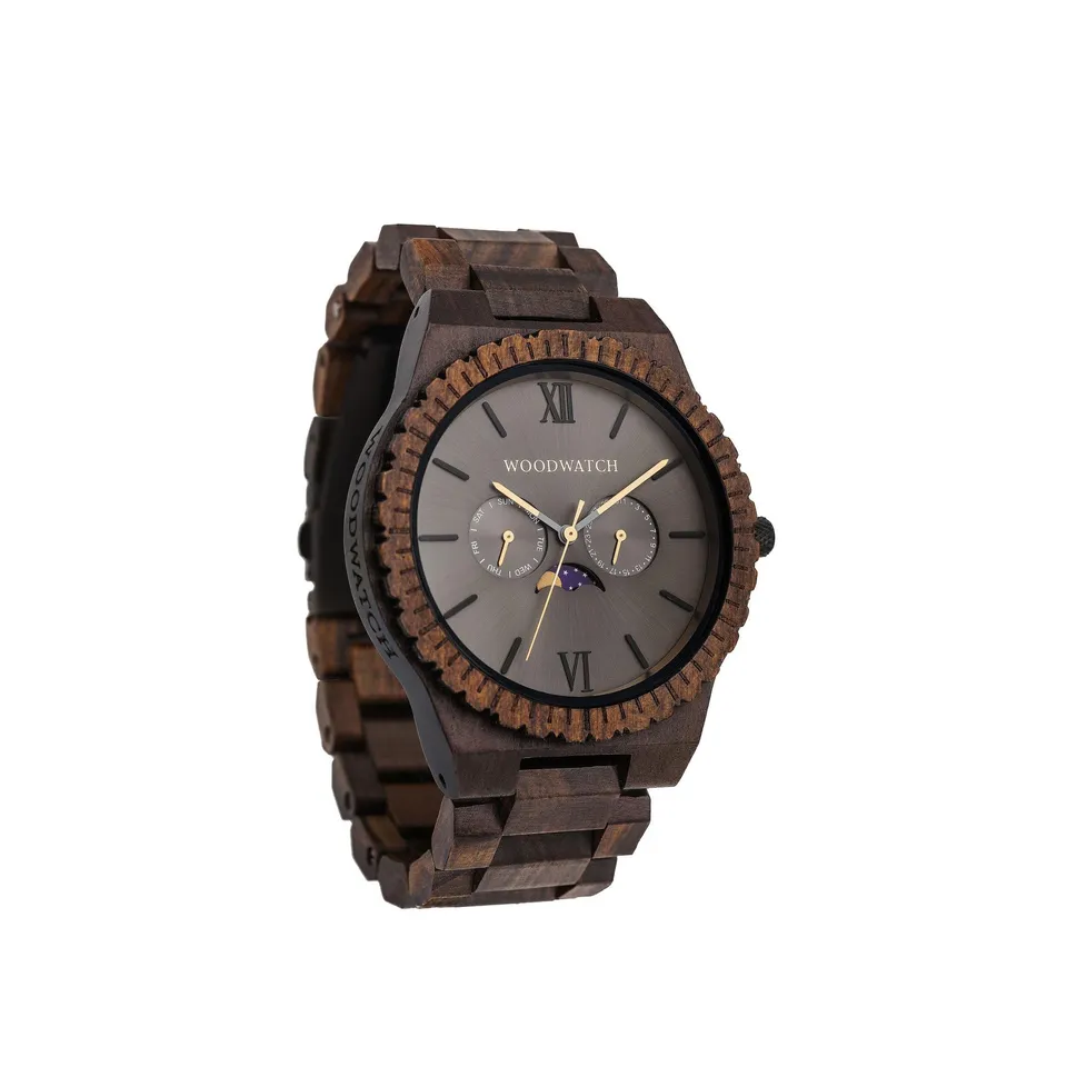 WoodWatch Classic Lunar Eclipse orologio legno nero quarzo