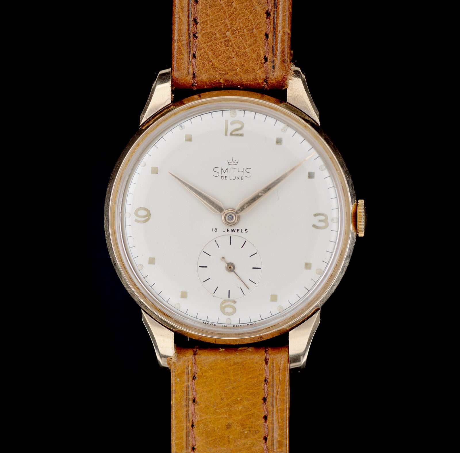 Smiths 1953 oversized orologio da polso oro 9ct 35mm 18 rubini