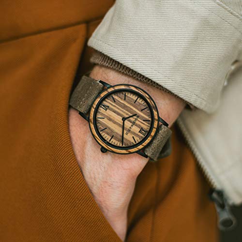 WoodWatch Classic Striped Zebra Khaki orologio legno 40 mm