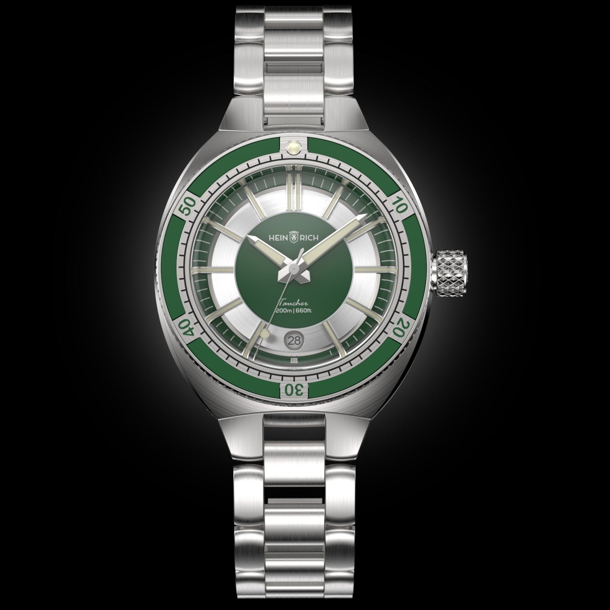 Heinrich Taucher 2 orologio automatico verde con data 41mm
