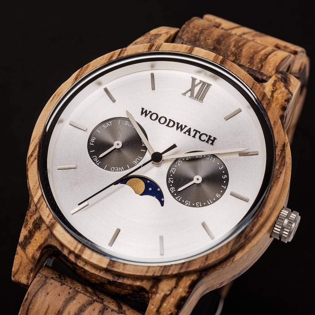 WoodWatch Classic Camo orologio legno zebrano argento
