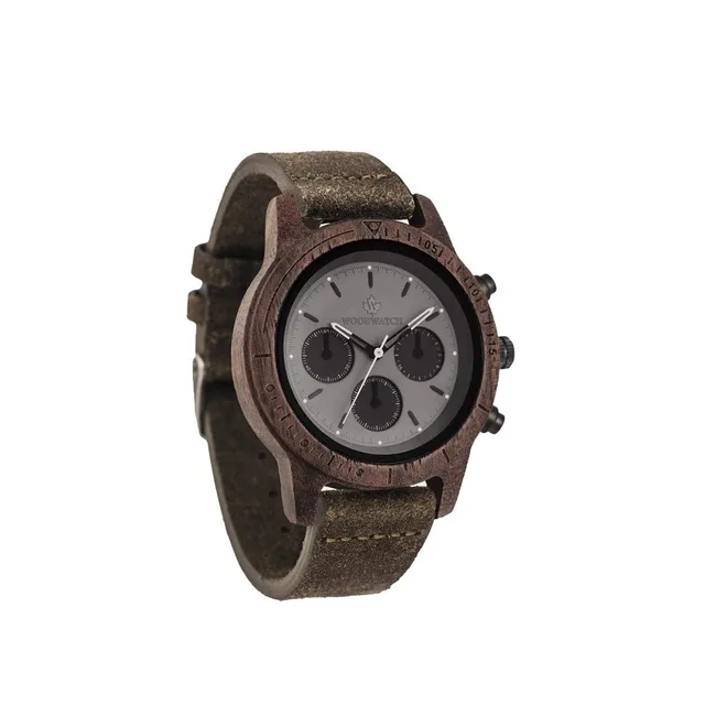 WoodWatch Classic Axinite Black Khaki orologio in legno quarzo