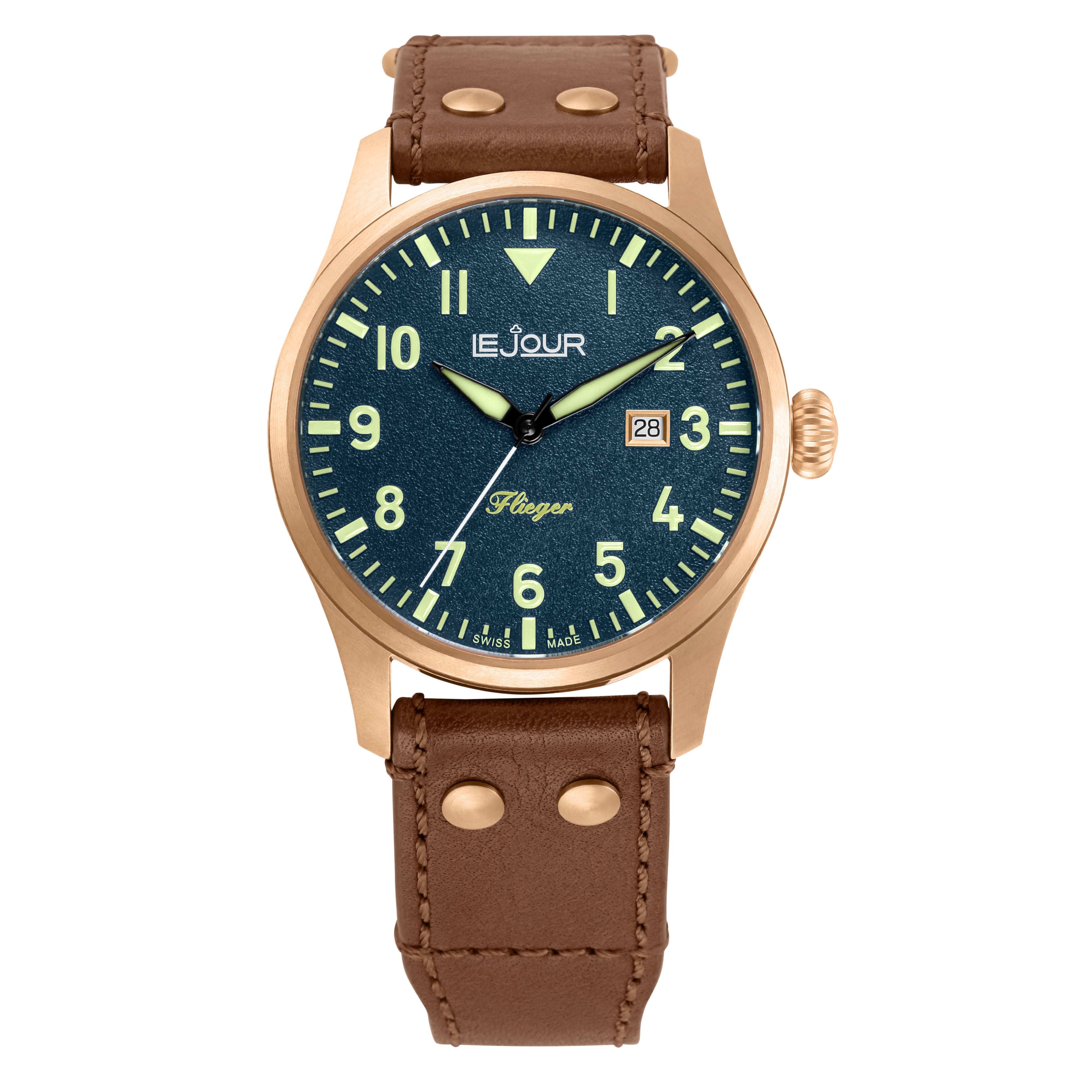LeJour Flieger Bronze LJ-FL-003 orologio automatico blu 45mm