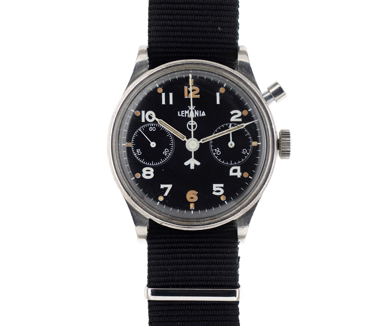 Lemania cronografo militare monopulsante orologio acciaio