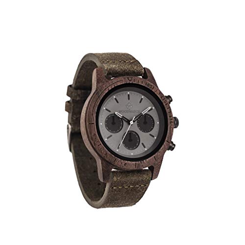 WoodWatch Classic Axinite Black Khaki orologio in legno quarzo