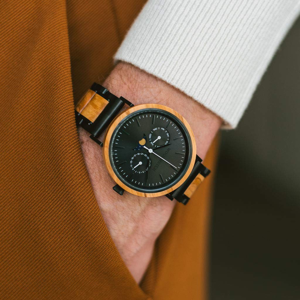 WoodWatch Classic Carbon Olive orologio legno uomo verde
