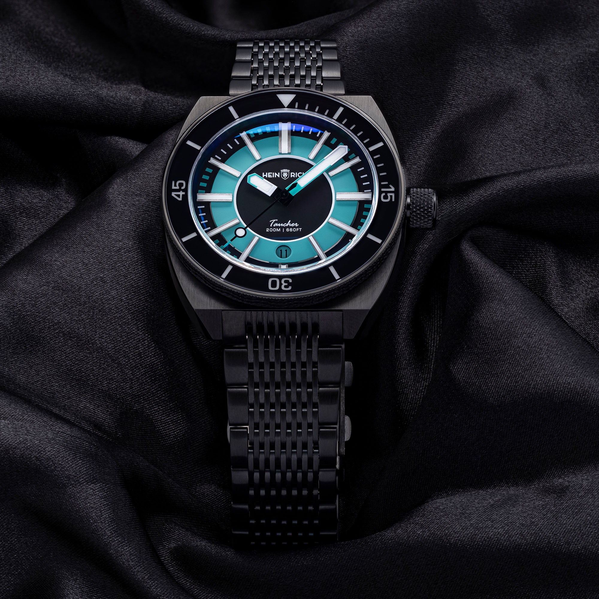 Heinrich Taucher Sport orologio turchese acciaio bracciale