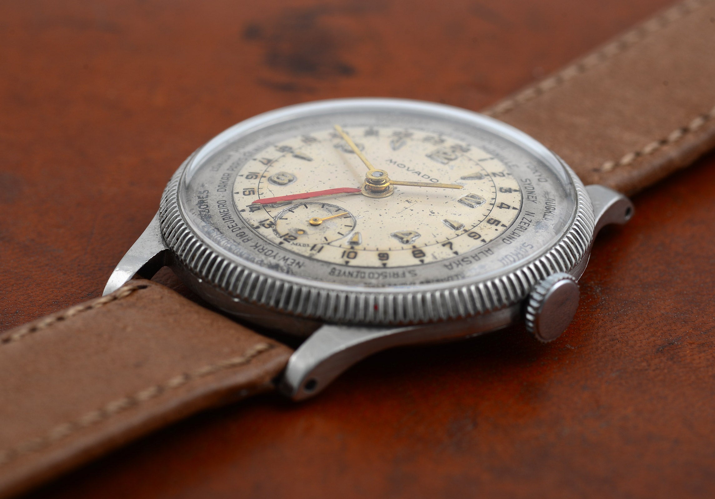 Movado Polygraph orologio world time 36mm acciaio