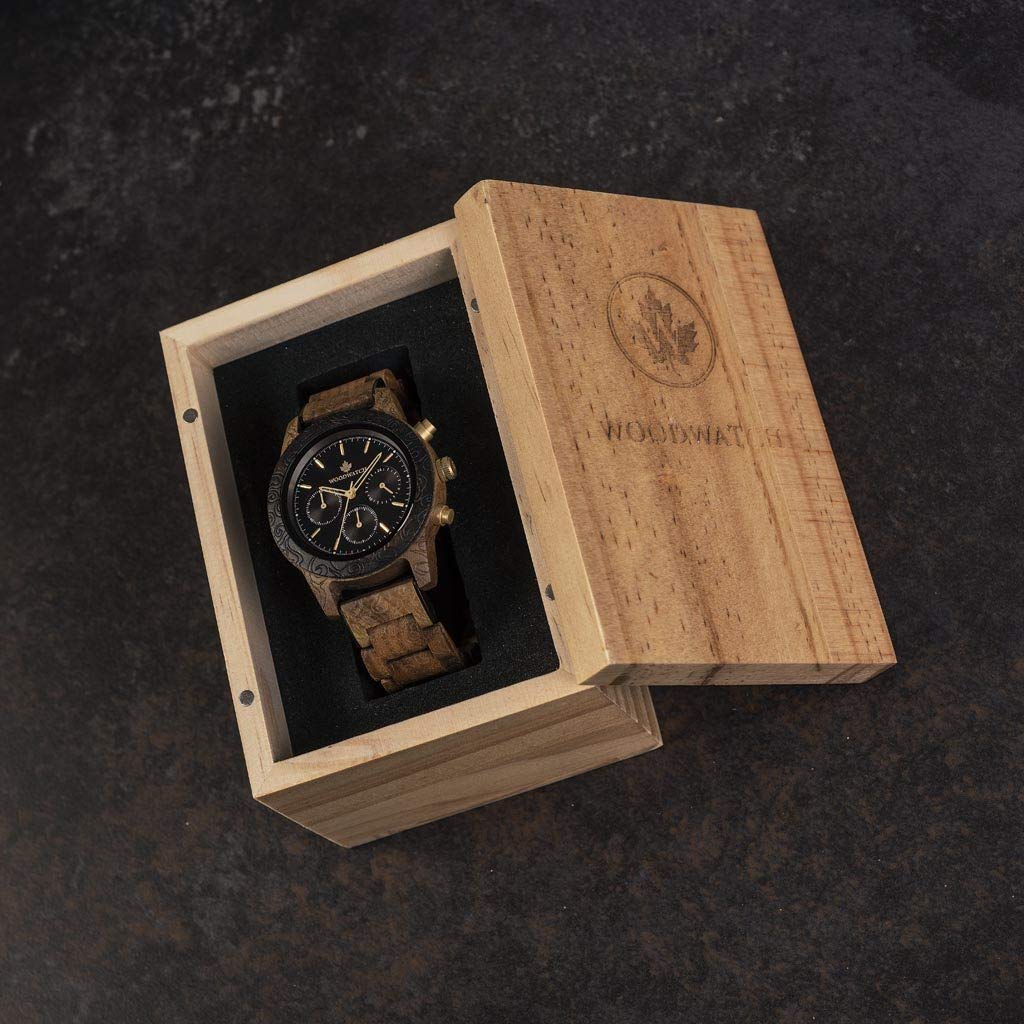 WoodWatch Chronus Engraved orologio cronografo legno noce
