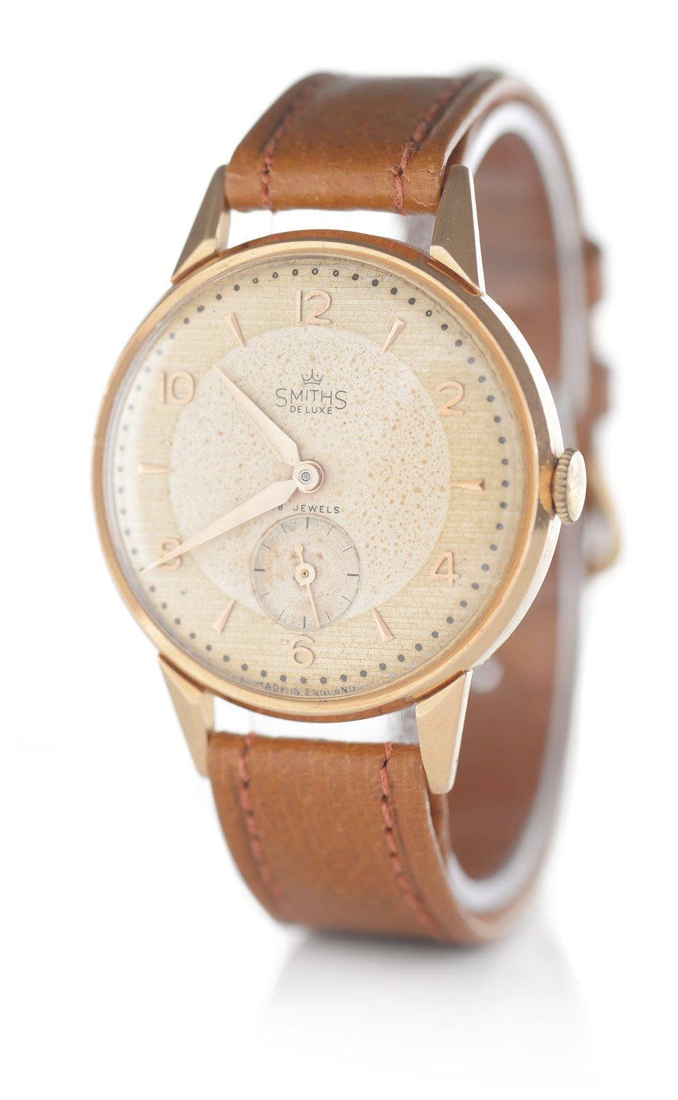 Smiths 18 carati orologio oro 35mm 18 rubini vintage