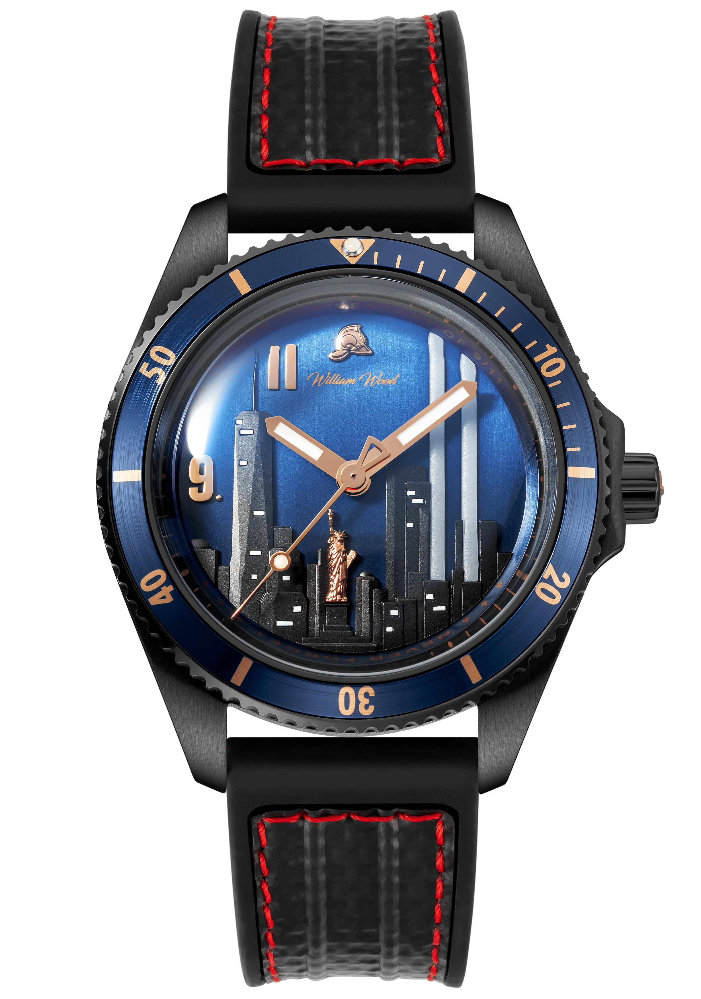 William Wood Never Forget orologio automatico nero blu