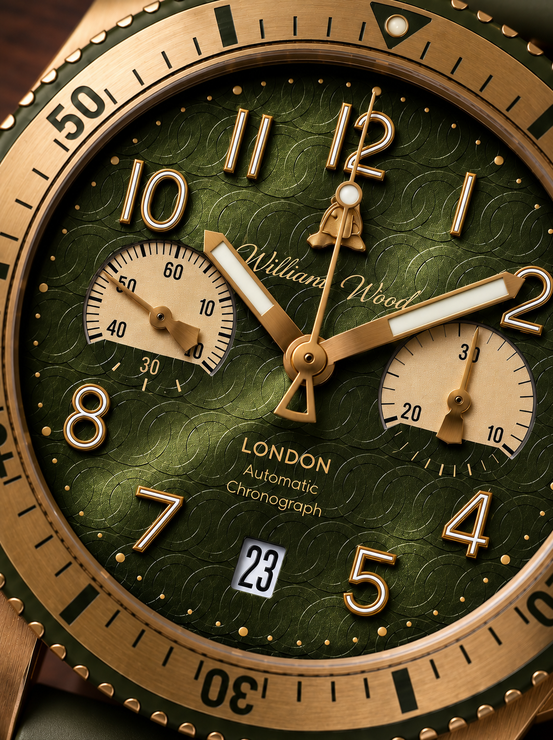 William Wood Triumph Custodian orologio cronografo verde oro