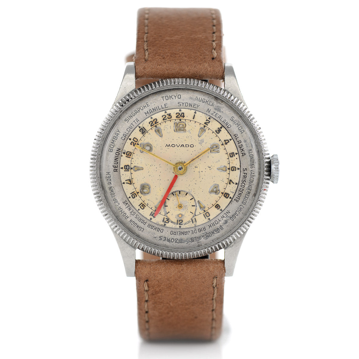 Movado Polygraph orologio world time 36mm acciaio