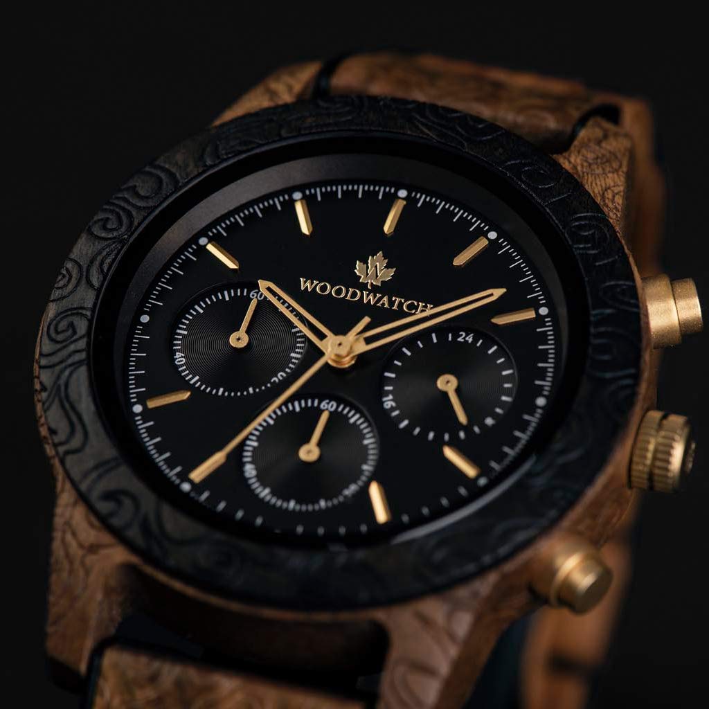 WoodWatch Chronus Engraved orologio cronografo legno noce