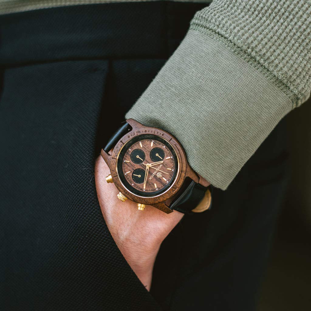 WoodWatch Classic Walnut Gold Jet orologio in legno quarzo